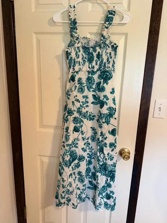 Zara White Mini Dress with Teal Floral Print - Picture 4 of 7